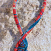 les Intemporels- ENTRELACS ENSOLEILLES – détail 2-printemps été- Coton, velours perles cristal swarovski –fermoir crochet-41 cm